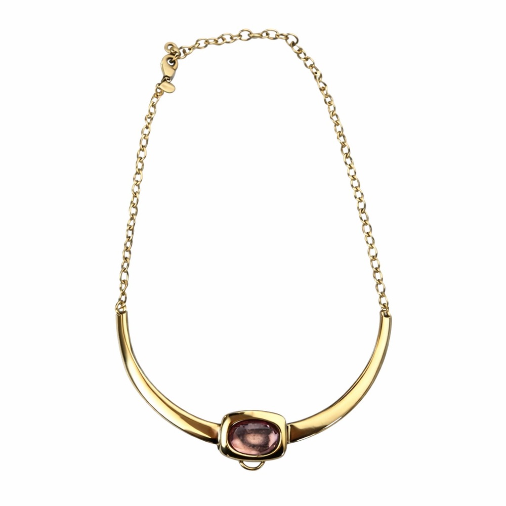 Chico’s Gold Tone Statement Necklace Purple Stone